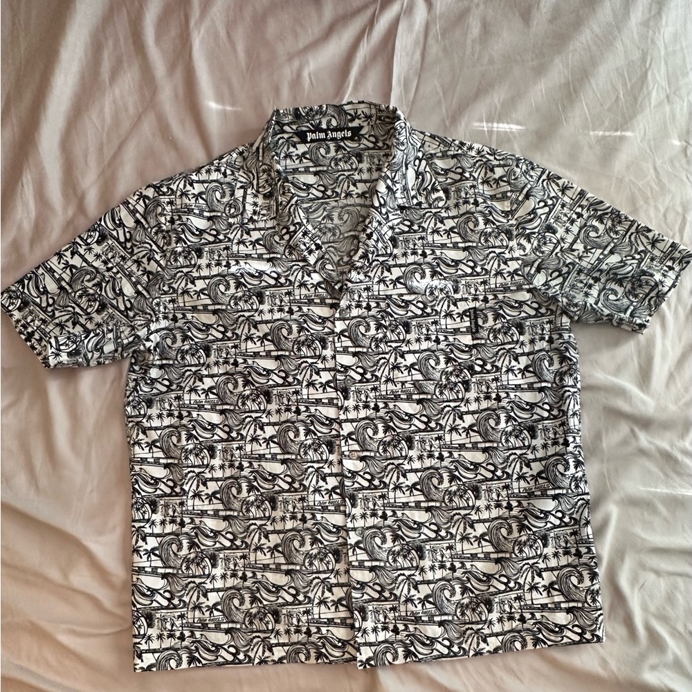 Palm Angels Black and White Men's Shirt